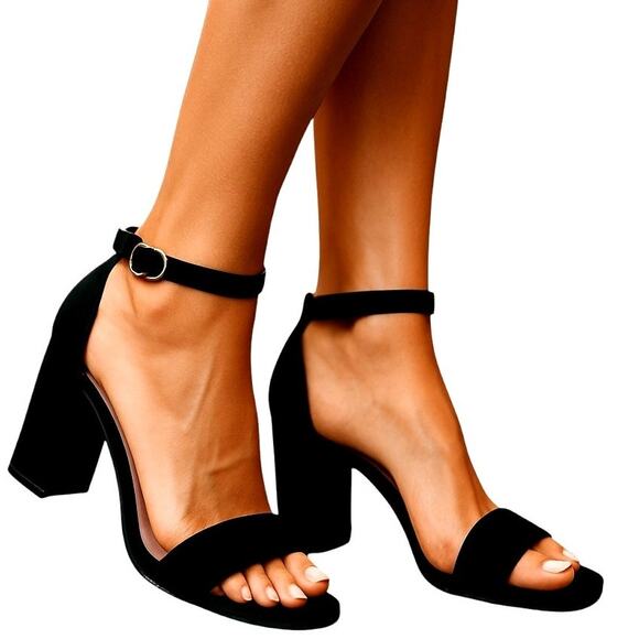 A New Day 7.5 Women's Black  Sandal Shoe 3 1/2 Inch High Heel 7 1/2 - Picture 1 of 8